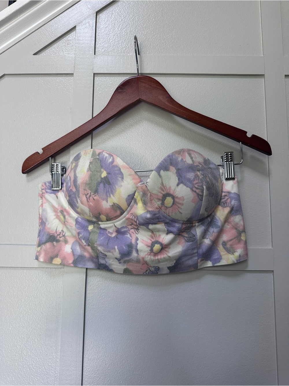superdown Pastel Floral Strapless Bustier Bandeau